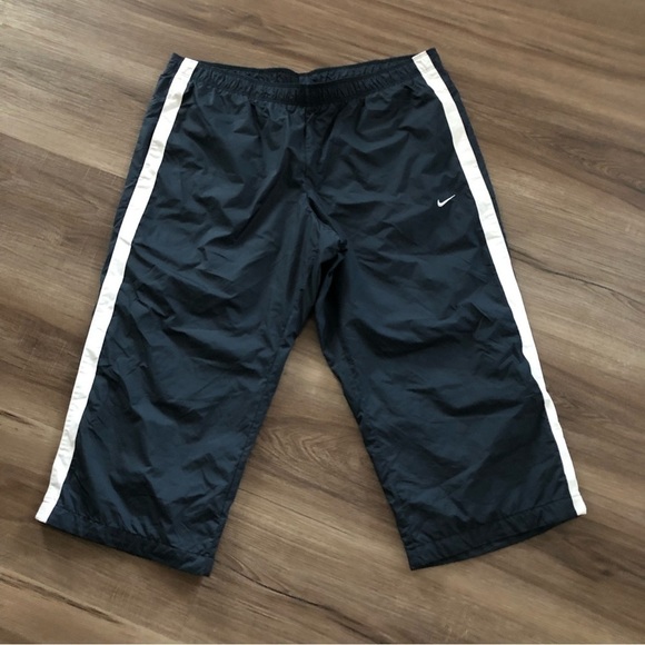 Nike Blue White Side Stripe Capris Wind Breaker Pants Women Size Large - Picture 1 of 6